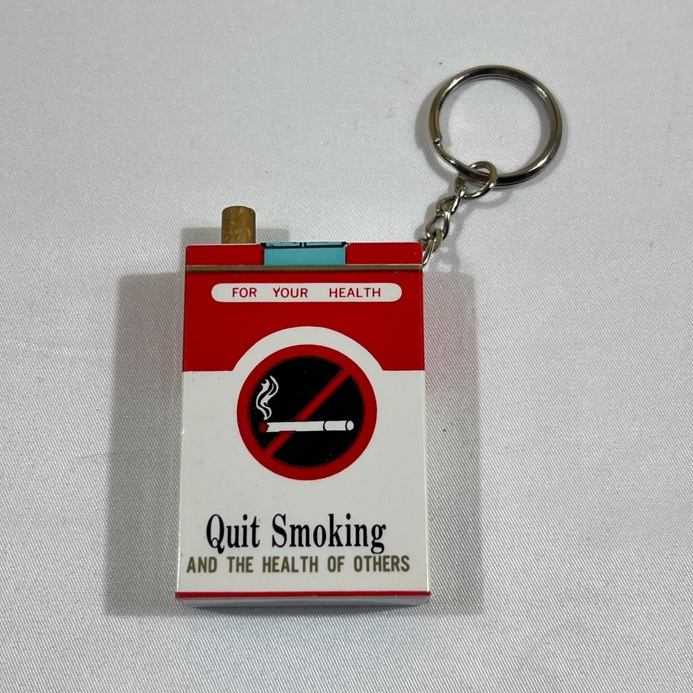Vintage Quit Smoking Cigarette Pack Sound Keychain Anti-Smoking Novelty Gag Gift